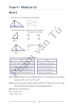 Toán 9  Phiếu số 15